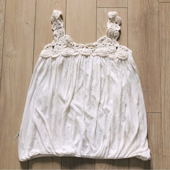 Forever 21 Tops - Vintage Crochet Lace Detailed Tank Top in Cream Made in USA